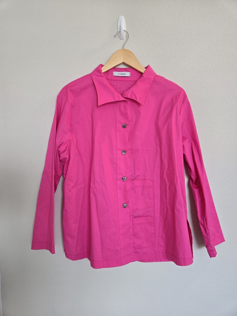 Vitamin Pink Button-Front Long Sleeve Top